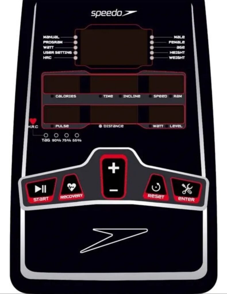 Painel da bicicleta ergométrica Speedo B75 15kg com monitor digital