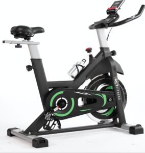 vista lateral da bicicleta spinning WCT Fitness 20kg