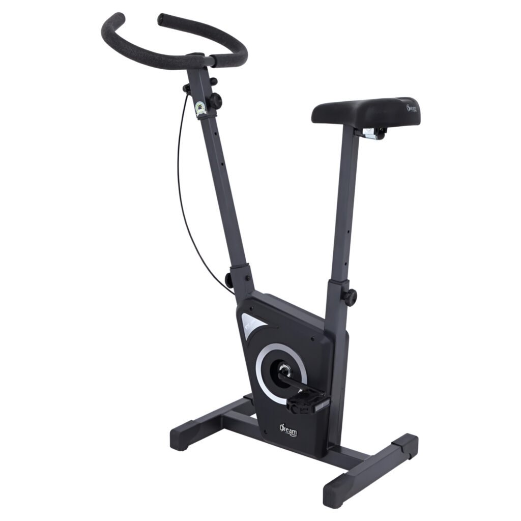 Vista lateral da bicicleta ergométrica Dream Fitness EX 450 3kg residencial.