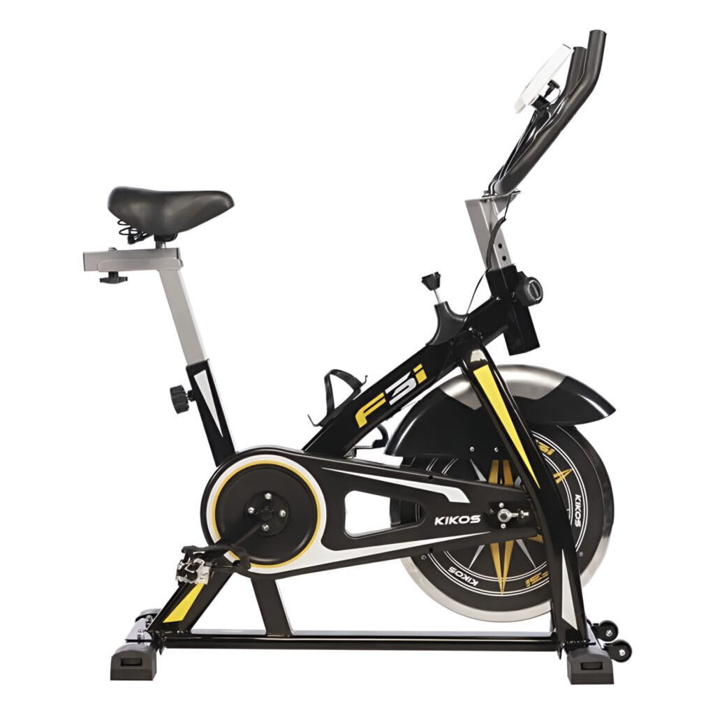 Vista lateral da bicicleta spinning Kikos F3i 10kg.