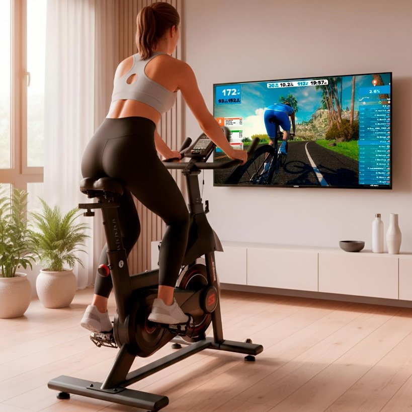 Bicicleta spinning S320 Connect 13kg totalmente montada pronta para uso em casa
