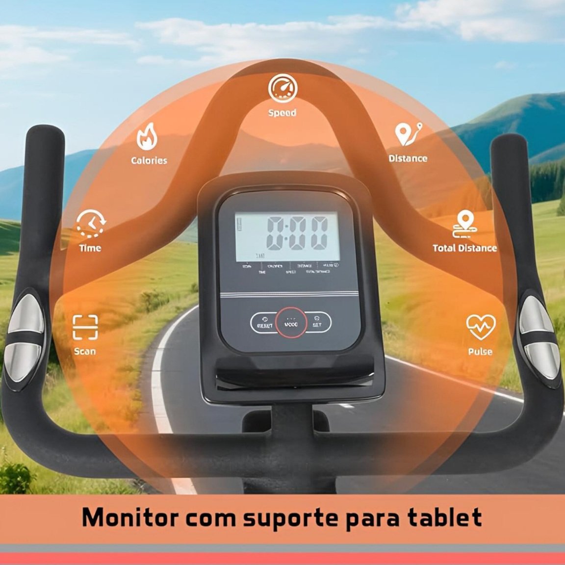 Painel da bicicleta spinning S320 Connect 13kg com monitor de tempo velocidade e calorias