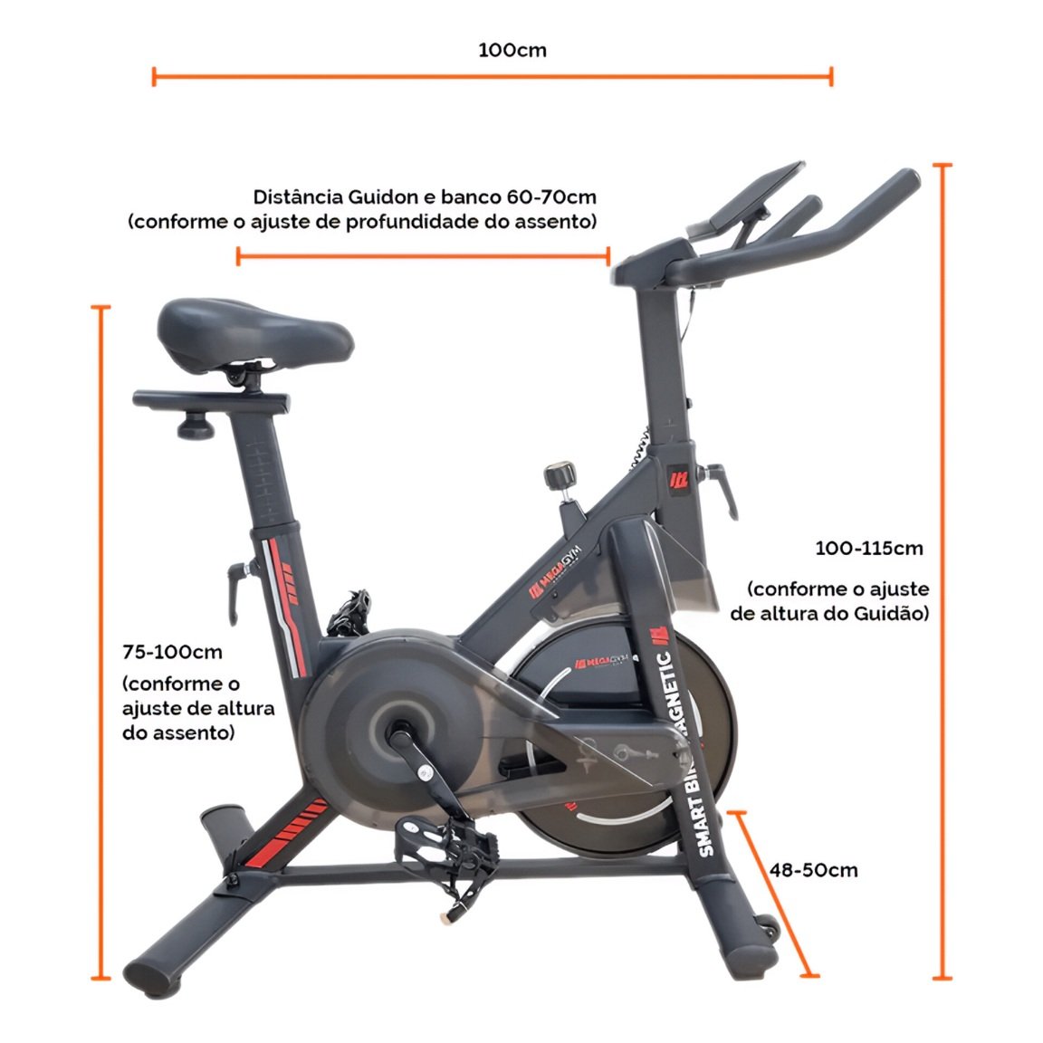 Bicicleta spinning Smart Magnetic 4K compacta para apartamento.