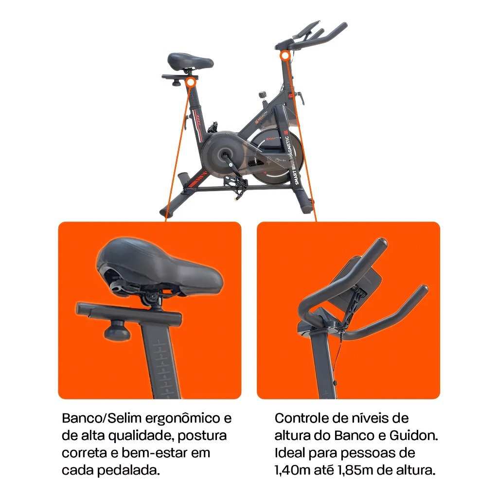 Bicicleta spinning Smart Magnetic 4K ergonômica.