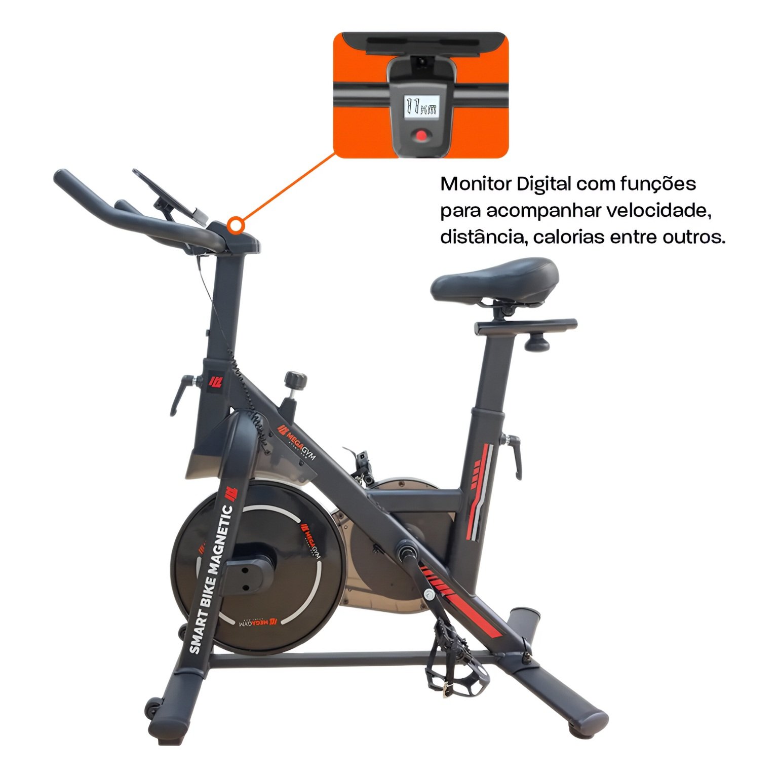 Vista lateral da bicicleta spinning Smart Magnetic 4K.