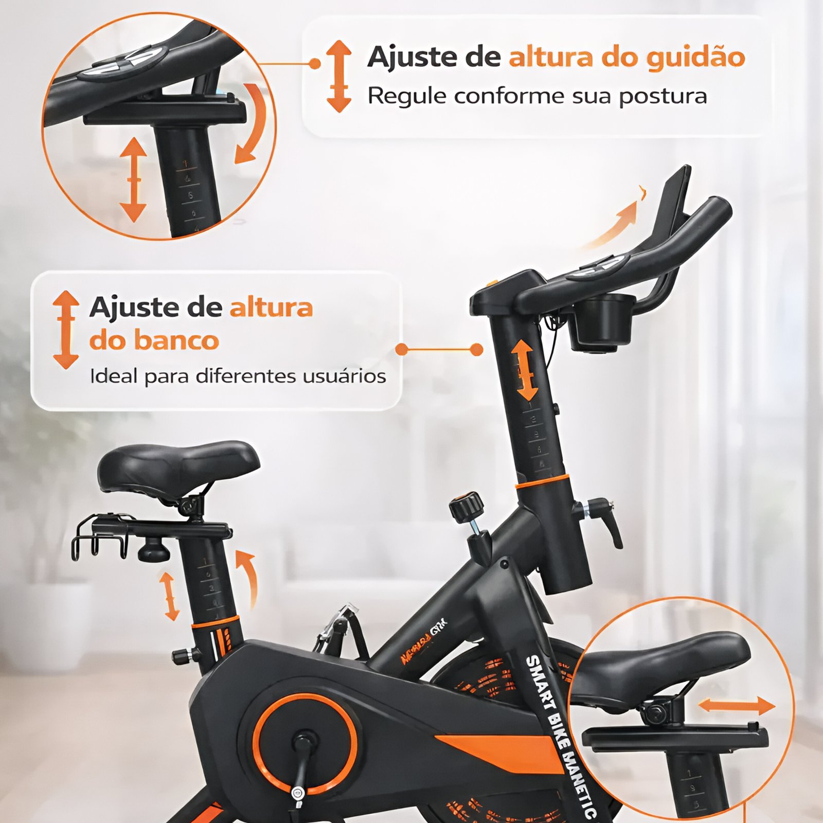 Banco ajustável da bicicleta spinning Smart Magnetic 6K.