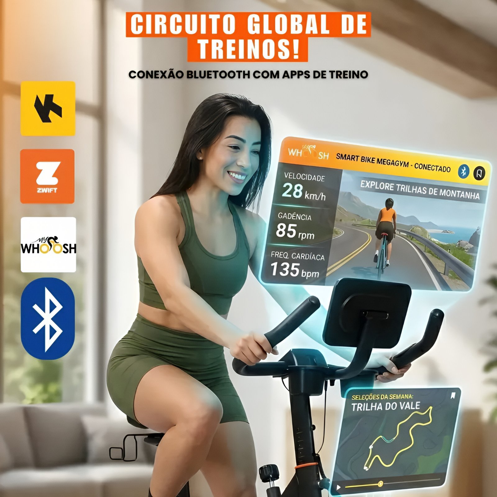 Detalhes da bicicleta spinning Smart Magnetic 6K.