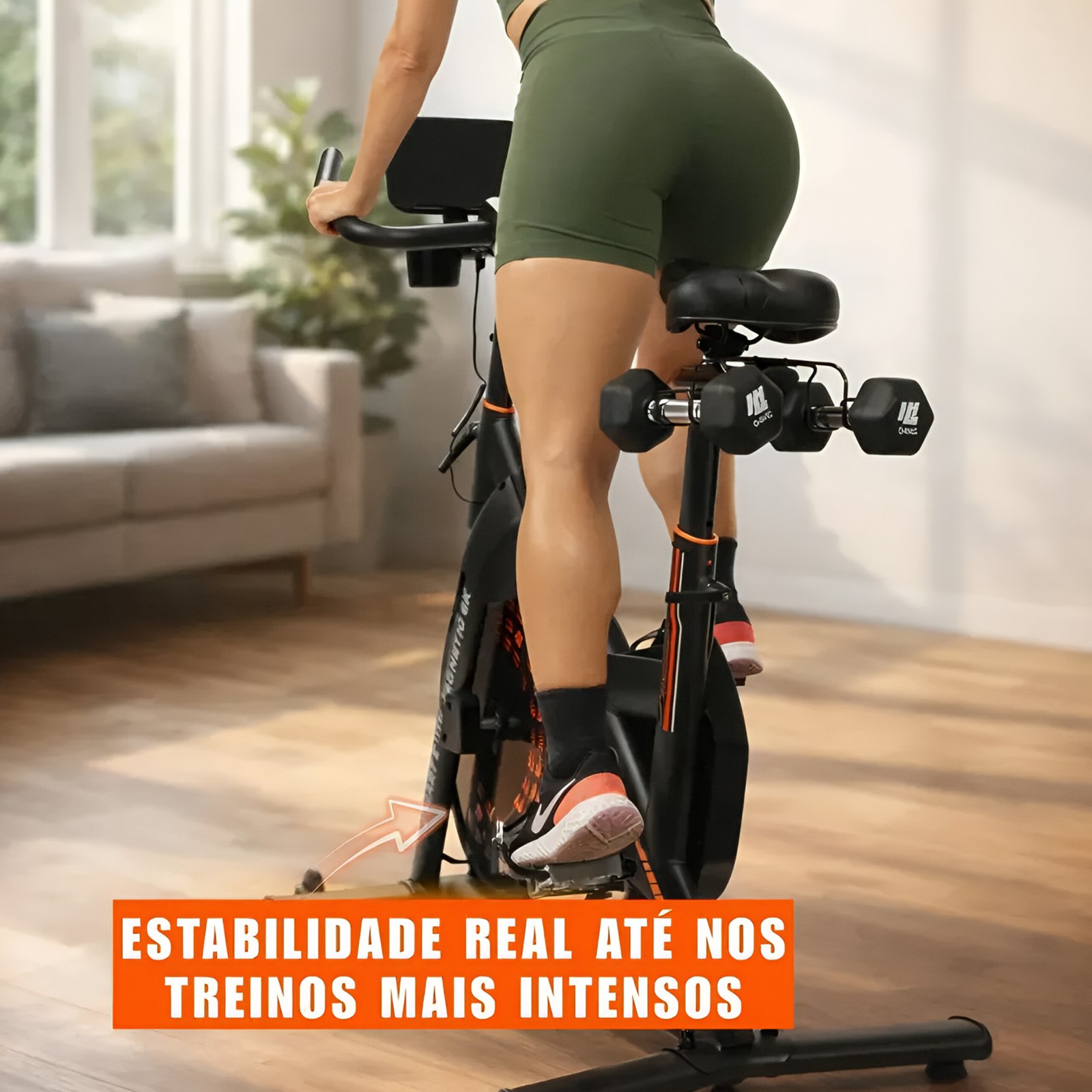Bicicleta spinning Smart Magnetic 6K estável para uso residencial.