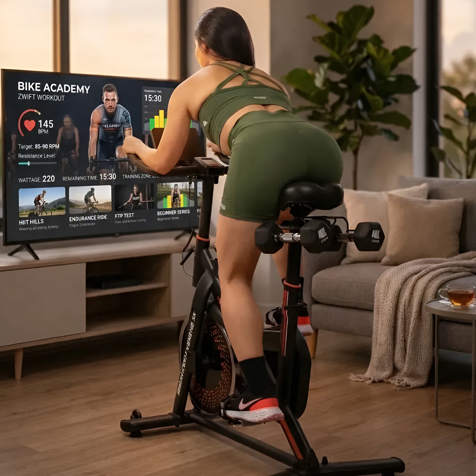 Vista lateral da bicicleta spinning Smart Magnetic 6K.
