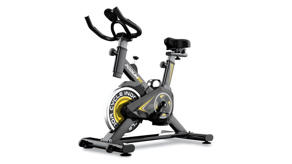 Bicicleta Spinning PodiumFit S90 8kg com volante de inércia para treinos em casa