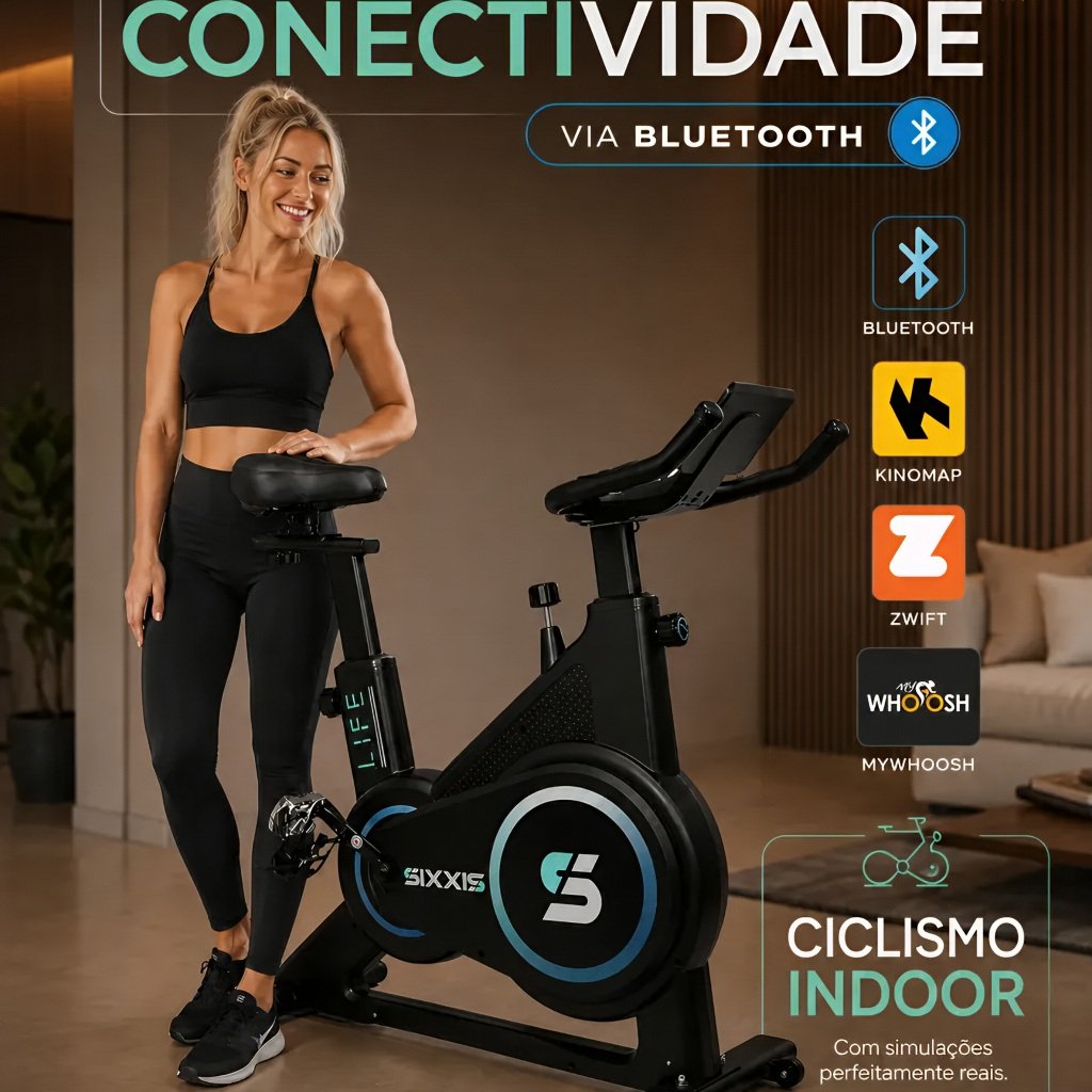 Bicicleta Spinning Sixxis com Bluetooth